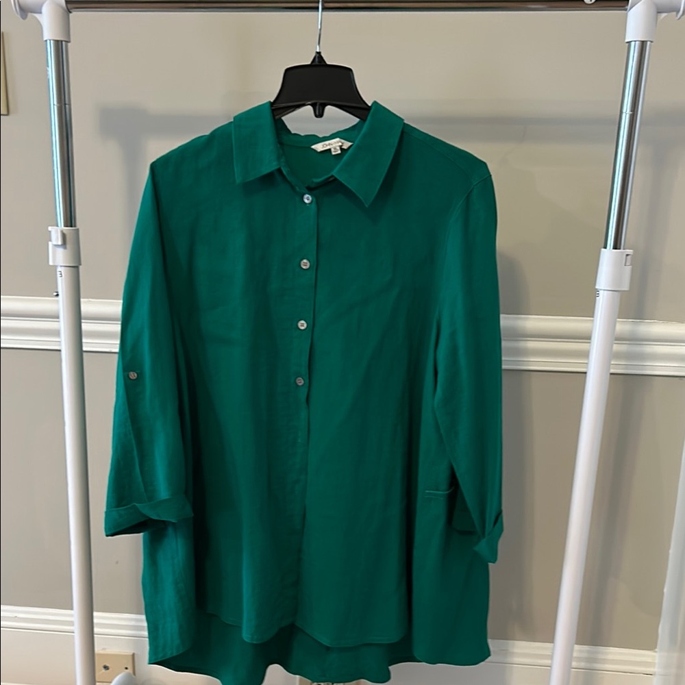 John Mark Stylish Green Button-up Shirt